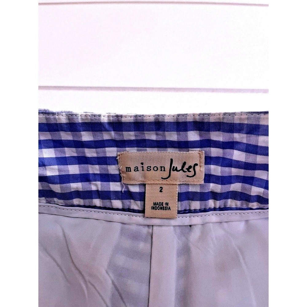 MAISON JULES Blue Gingham Embroidered Shorts-Women's Size 2-Lined - Picture 6 of 7